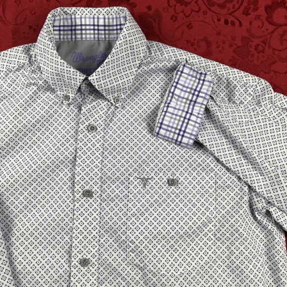 Wrangler 20X Competition Shirt Men's L Pearl Snap Flip Cuff Geometric Cowboy‎ - Picture 1 of 12